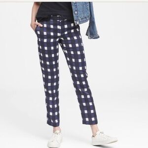 Women’s Banana Republic Blue & White Check Cropped Pants Size 0